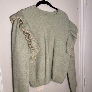 Zara knit sweater with ruffle sleeves